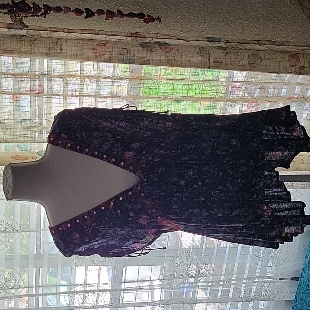 Free People Top with mirror and embroidery accents.